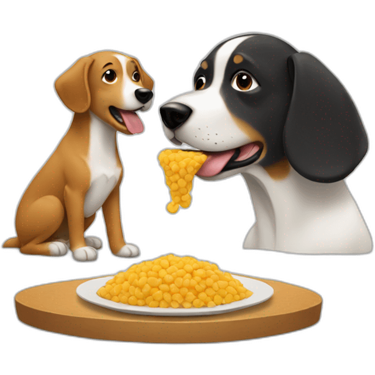 dog eating food with person recording  emoji