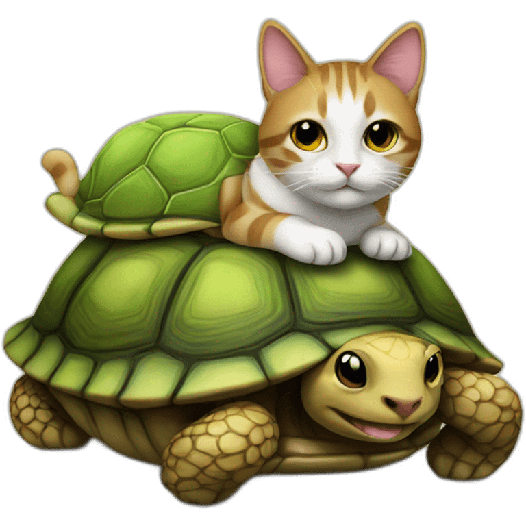 Cat on turtle emoji