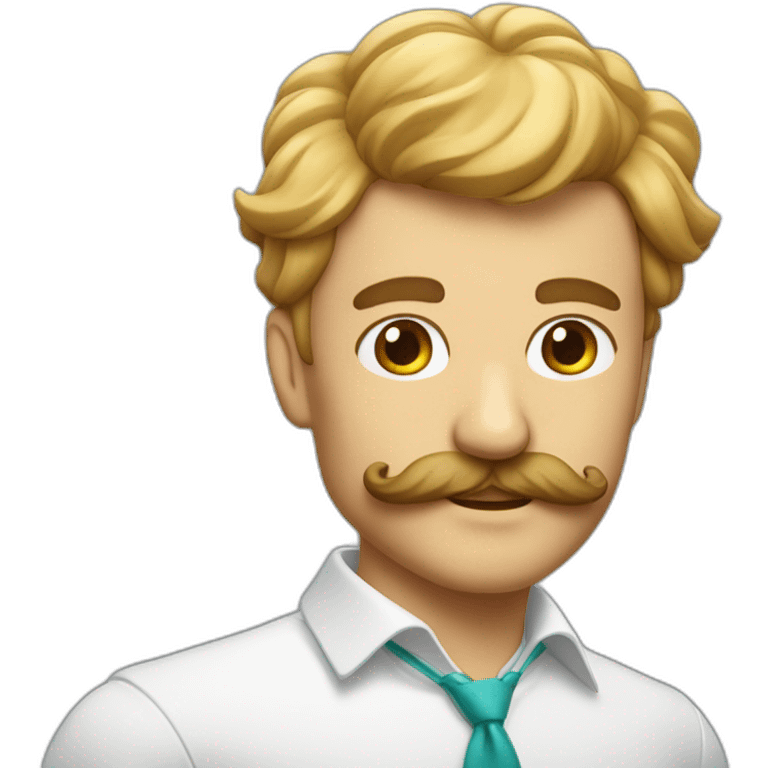 Homme avec les cheveux plaquer et une petit moustache emoji