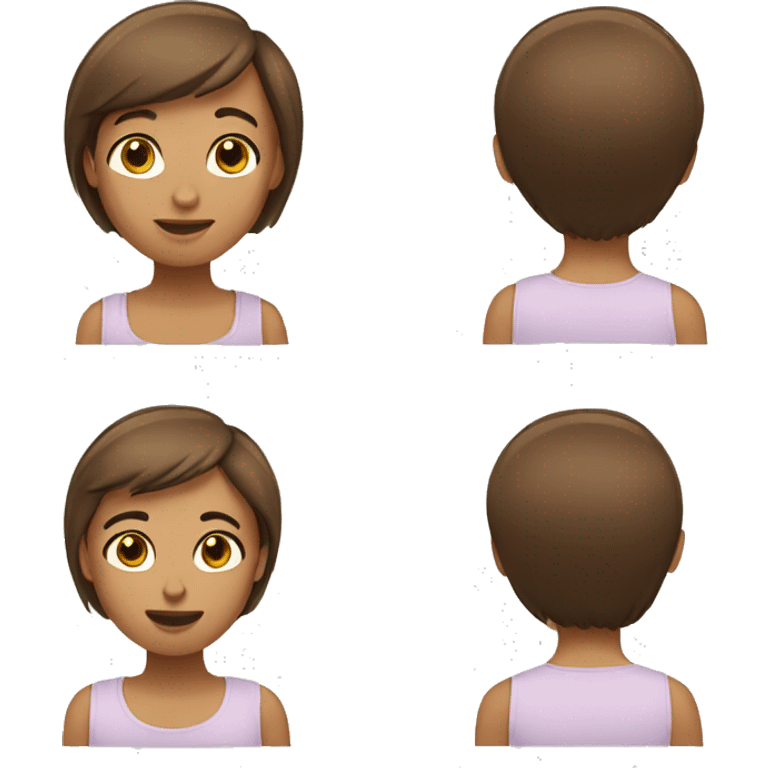 emoji with short hair, brown and straight hair emoji