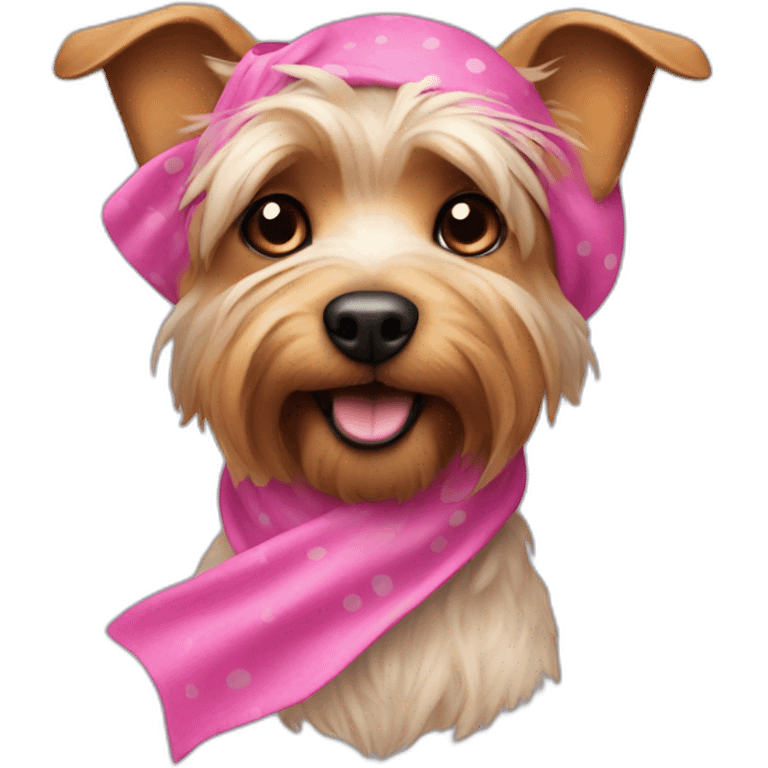 a yorkshire dog with a pink kerchief emoji