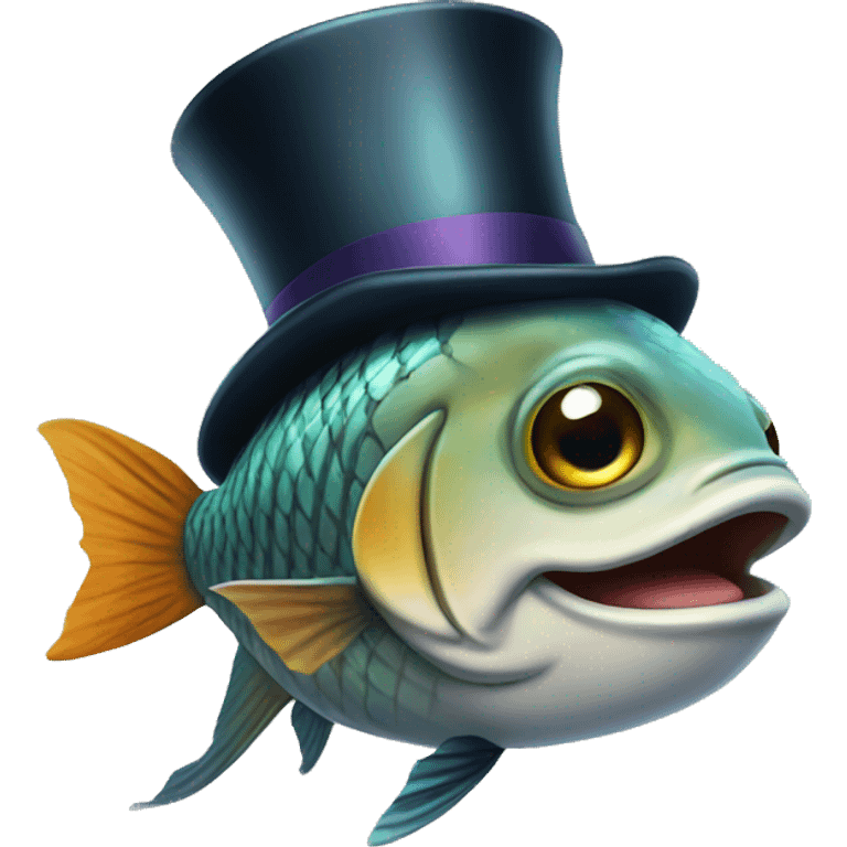 Fish with tophat and smile emoji