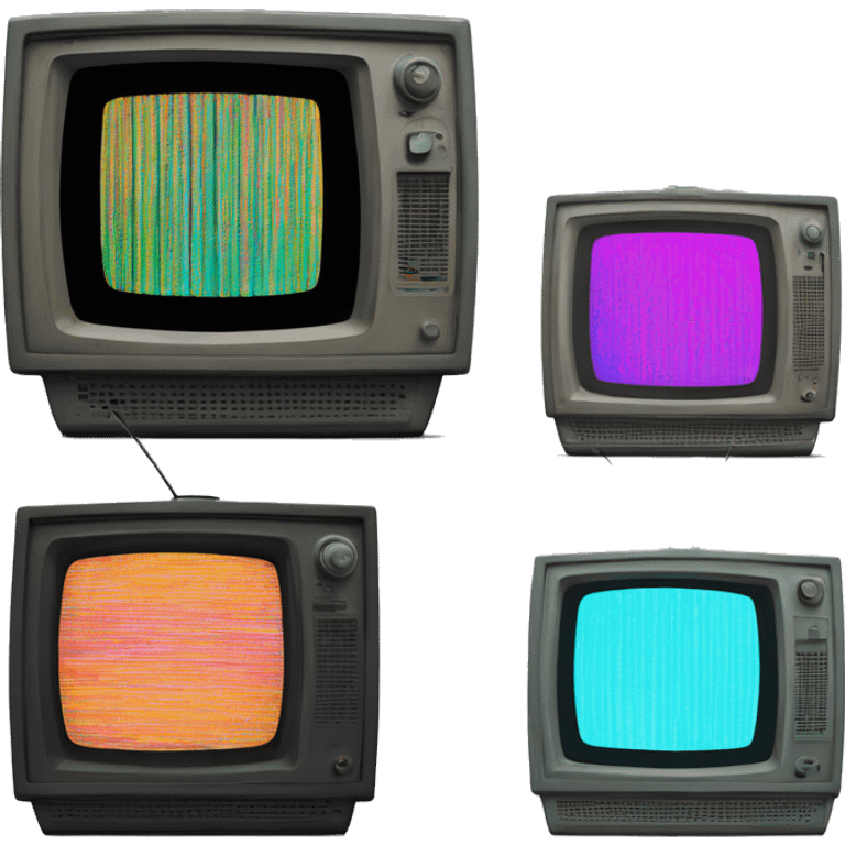 old crt tv with the screen on and on the screen is colorful glitchy static on the screen emoji