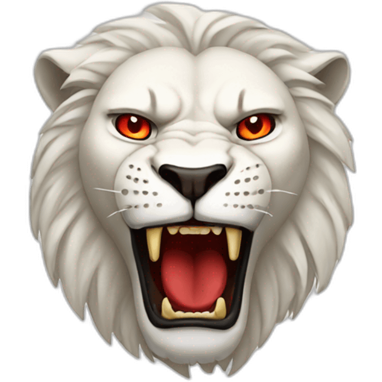 Angry white lion with red eyes emoji