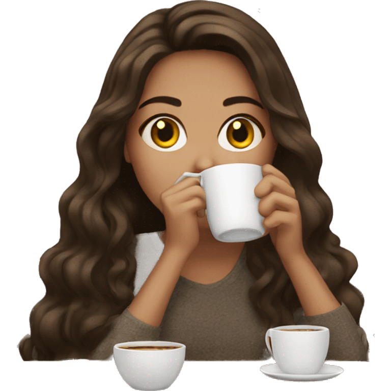 girl drinking coffe brunette emoji