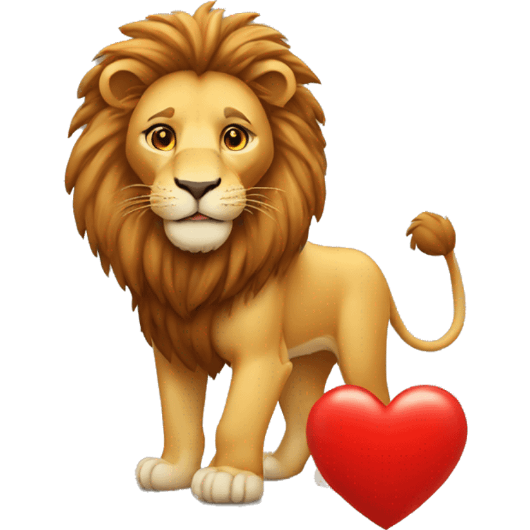 Lion with red heart in hand emoji