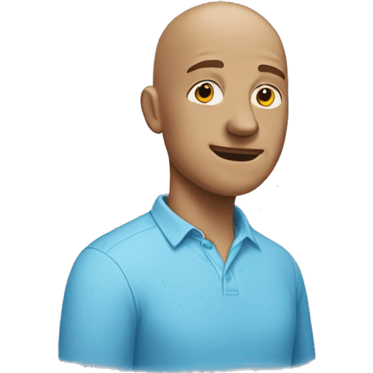 bald man in sky blue shirt emoji