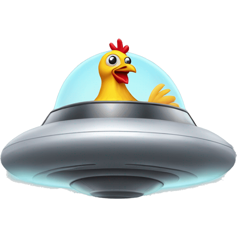 chicken driving in flying saucer emoji