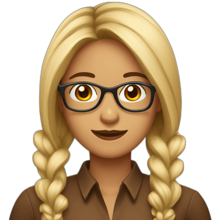 Maestra bonita con gafas pelo castaño largo emoji