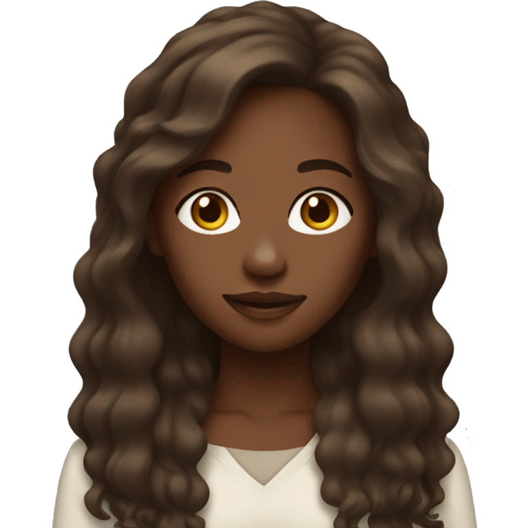 Black girl with long brown hair emoji