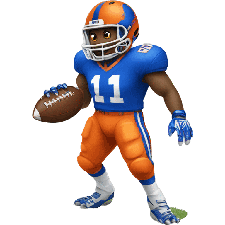 gator playing football, wearing orange and blue jersey emoji