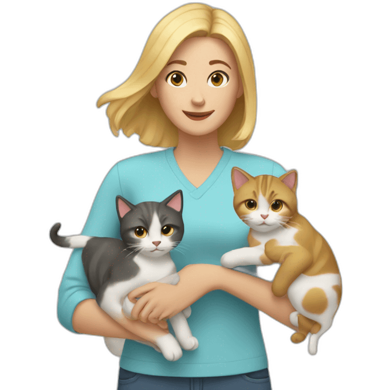 white woman with two cats emoji