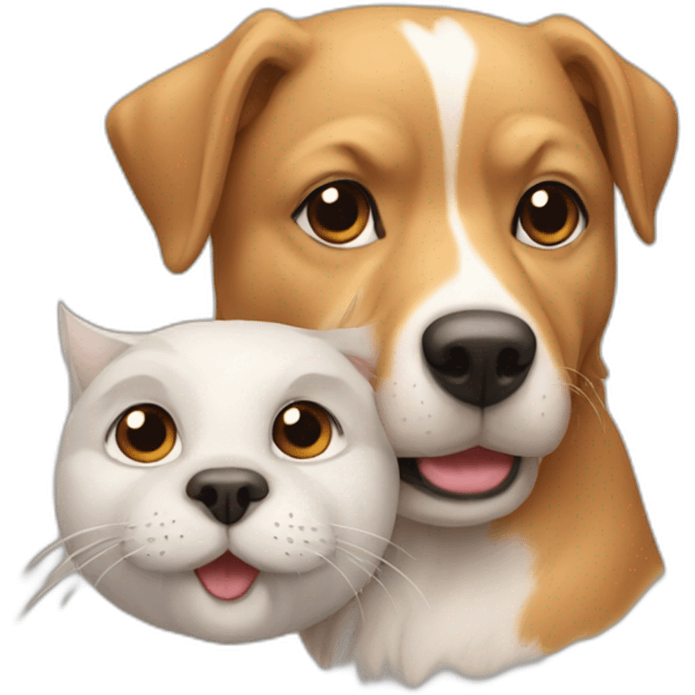 Chien avec un chat emoji