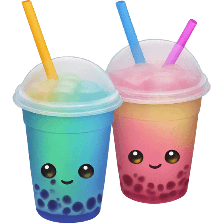 A cute Rainbow bubble tea emoji