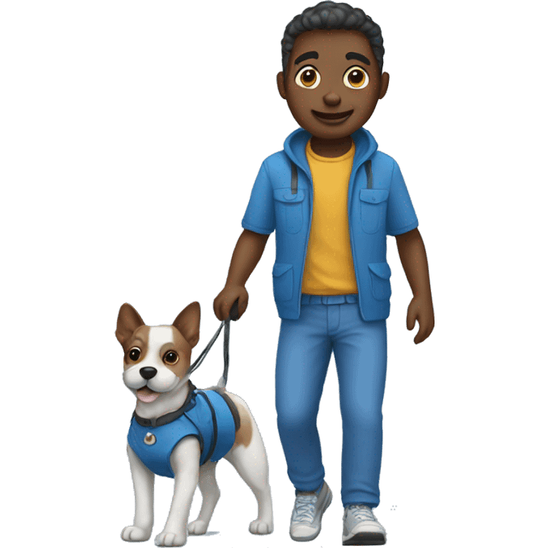 pet walker in blue outfit emoji