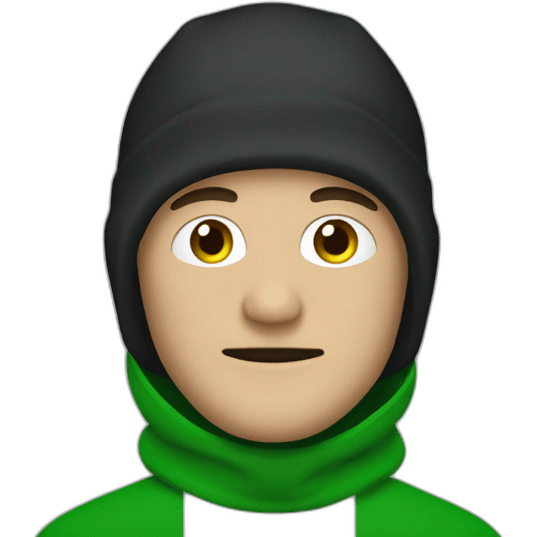 man wearing an irish flag balaclava emoji