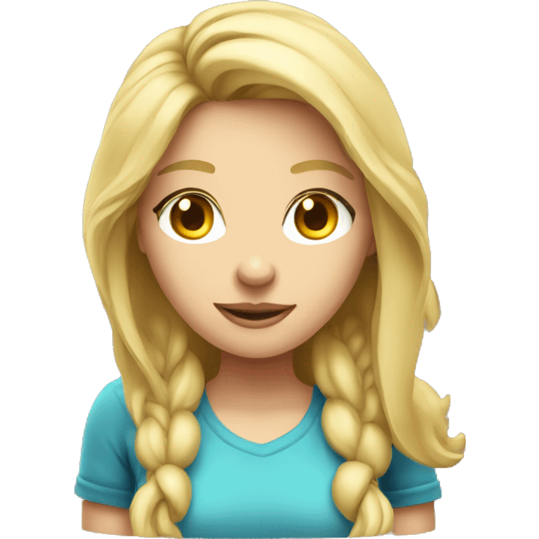 Blonde girl at gaming pc emoji