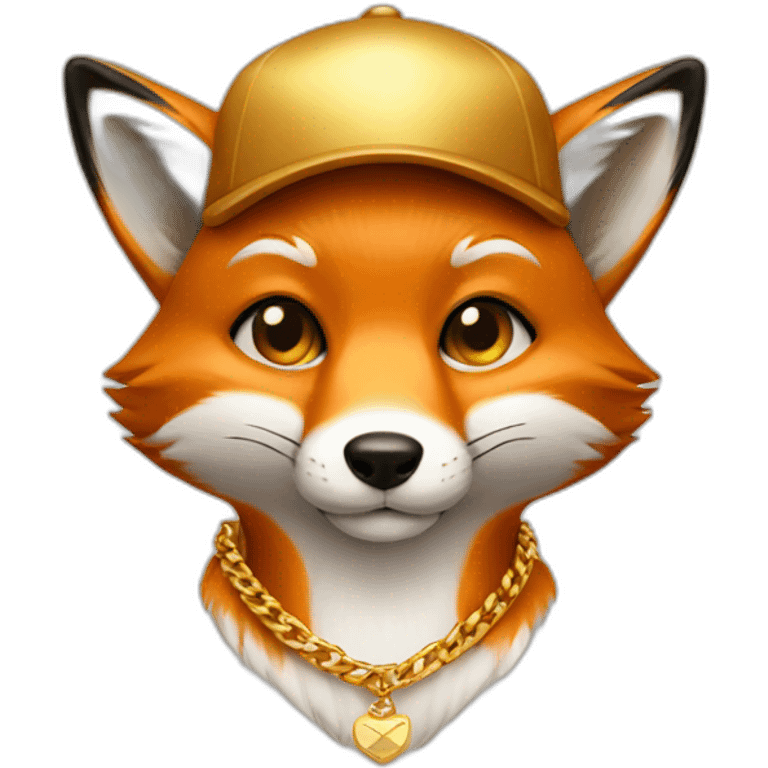 fox wearing a gold chain and cap emoji