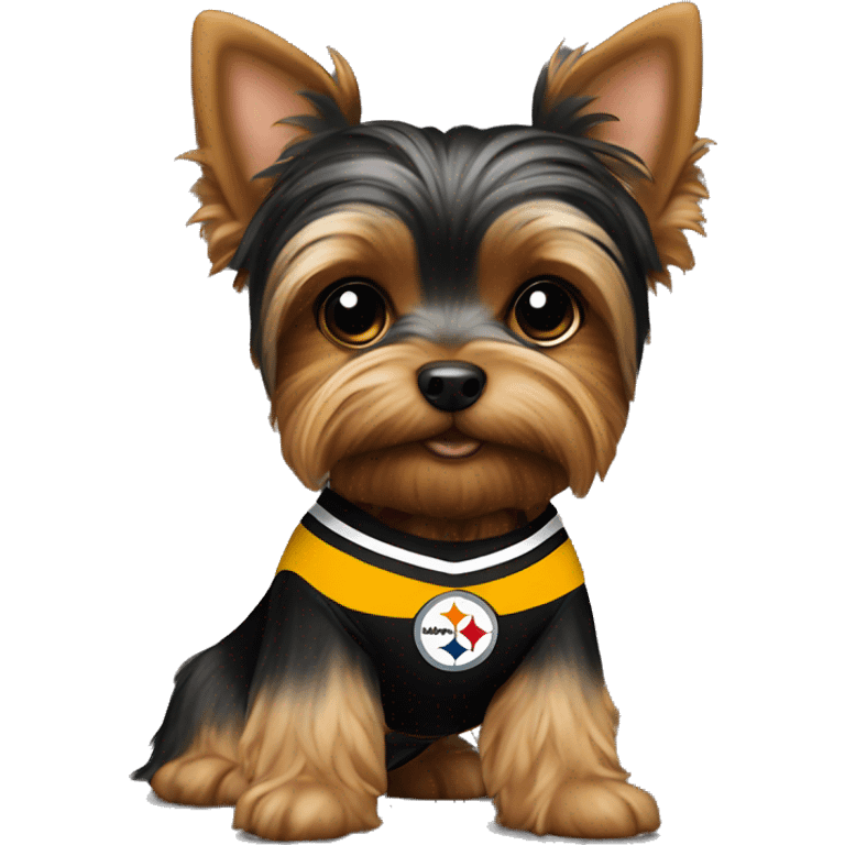 Yorkie with Steelers jersey emoji