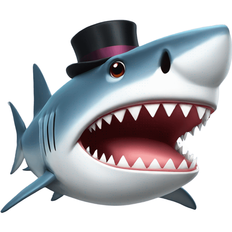 Shark with a top hat emoji