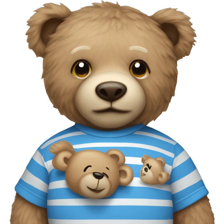 Teddy bear wearing blue stripy T-shirt  emoji