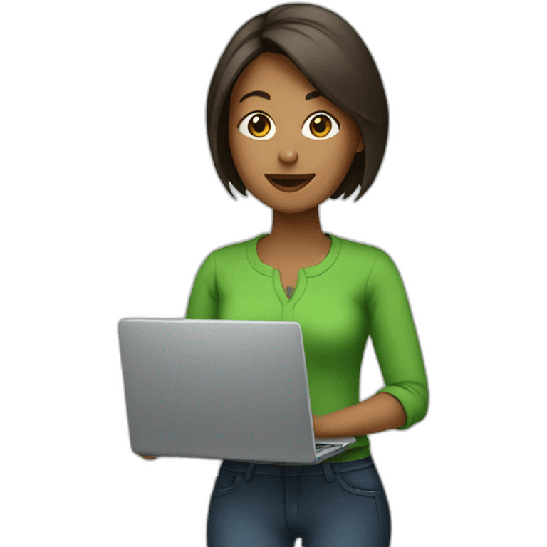 woman with laptop in green shirt emoji