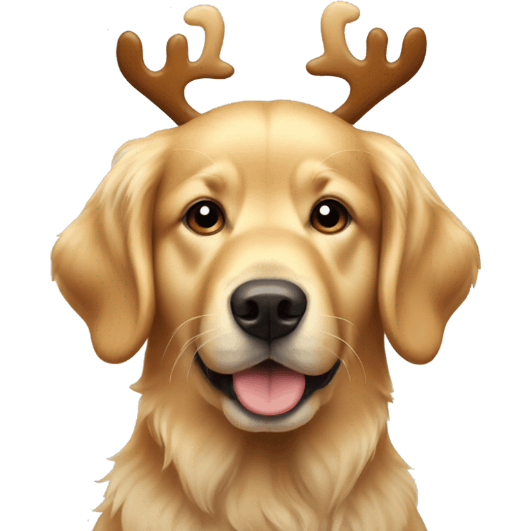 Golden retriever with reindeer headband emoji