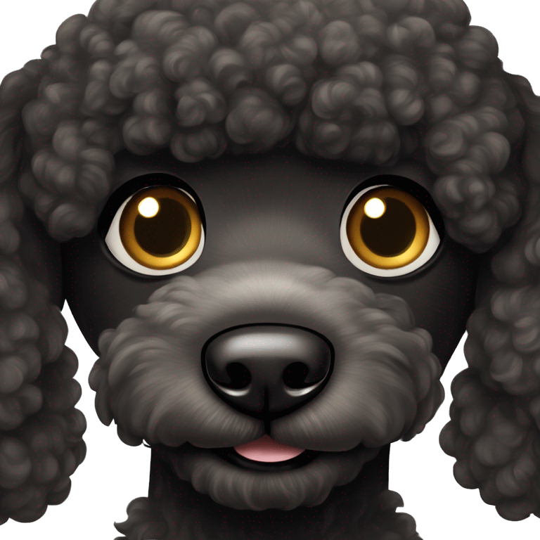 Black Poodle with brown eyes and phantom white markings emoji