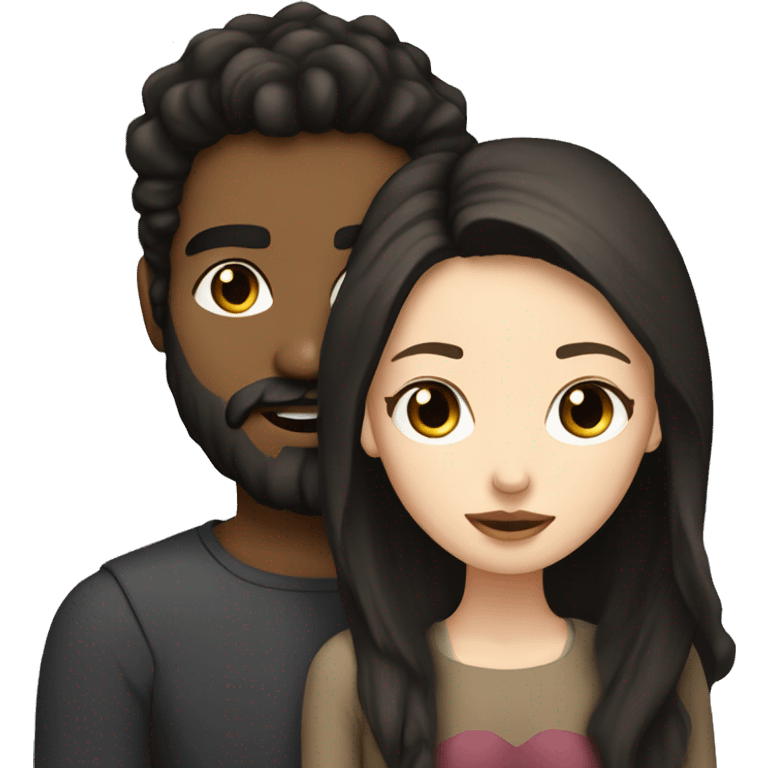 Bearded man with dark hair kissing white girl with dark hair emoji