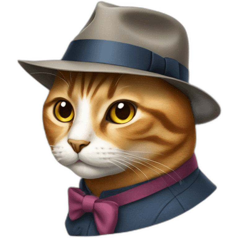 cat wearing fedora emoji