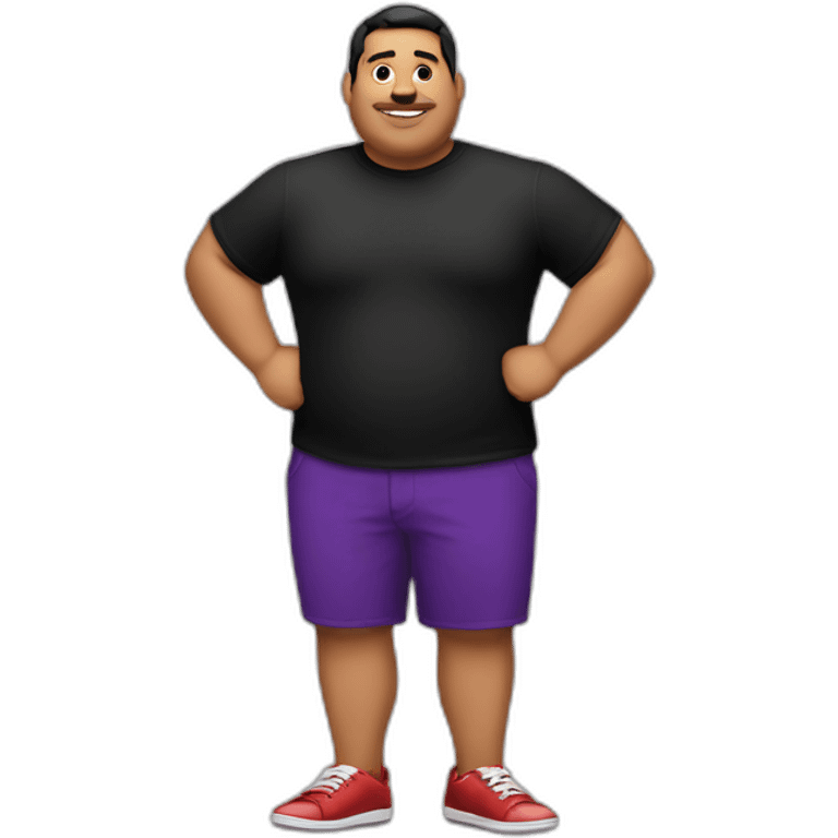 Fat latino Guy with red pants and purple shoes and black shirt emoji