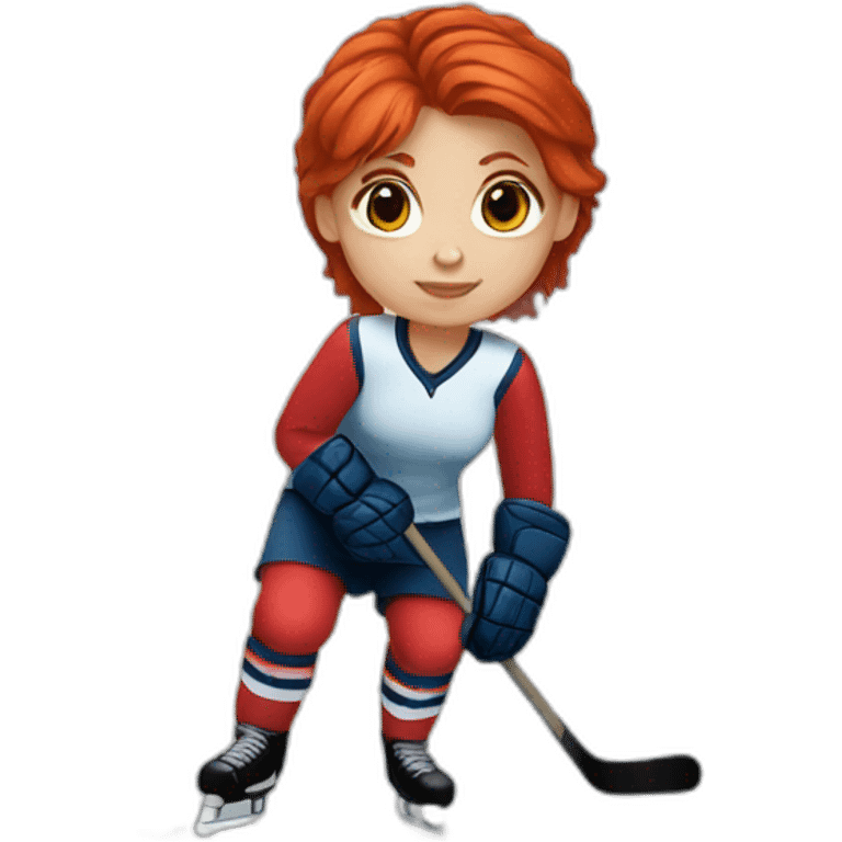 Red haired Girl ice hockey player emoji