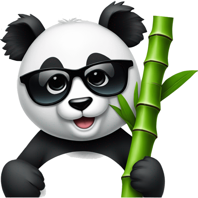 Panda eating bamboo with sunglasses emoji