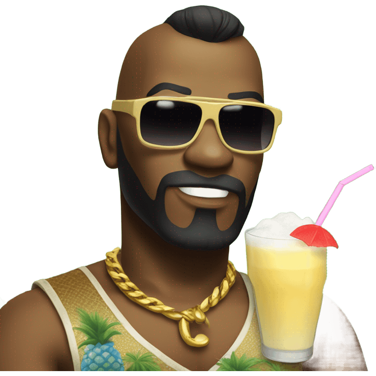 Mr T wearing shades sipping a Pina colada  emoji