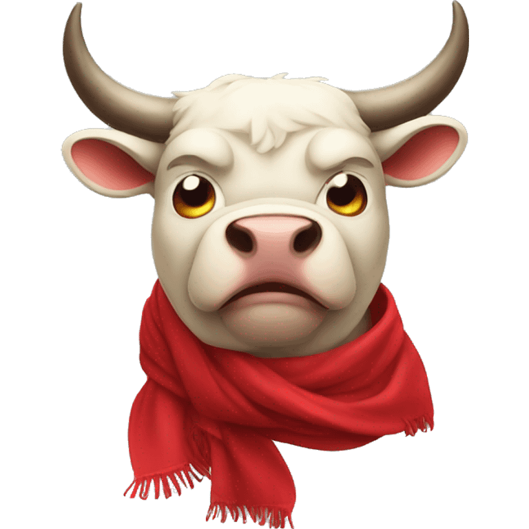 bull using red scarf feeling angry emoji