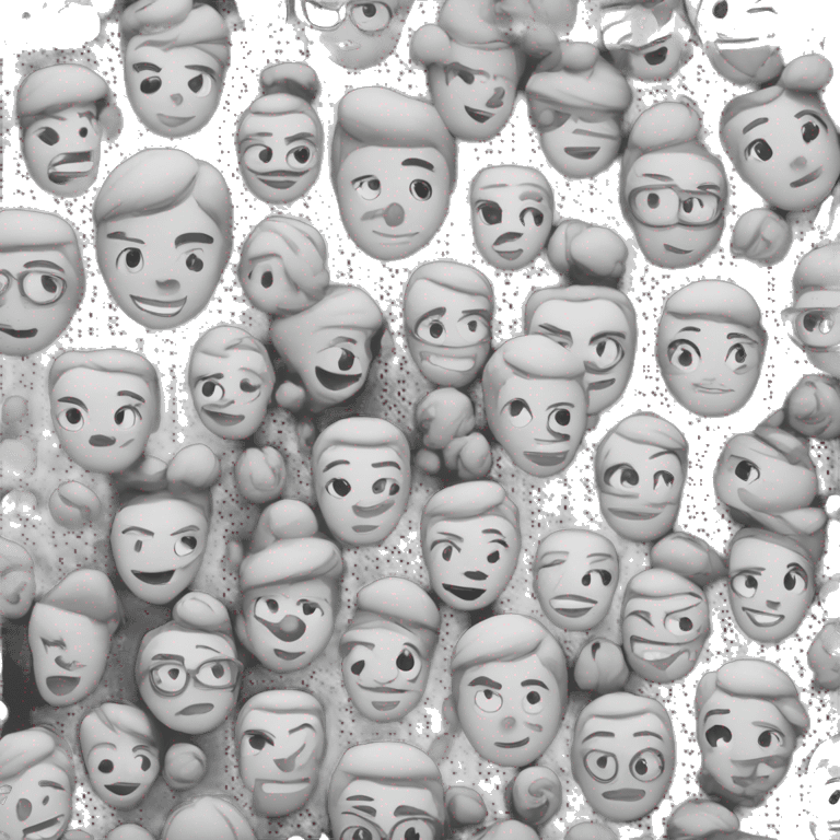 Black and white halftone collage face emoji