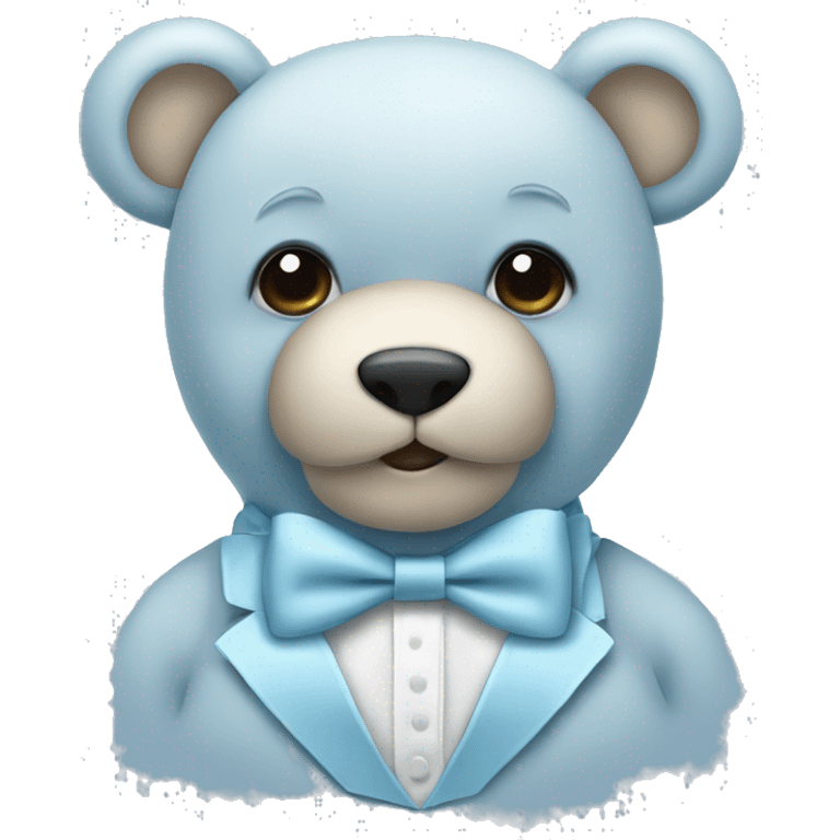 pastel blue teddy bear with bow tie emoji