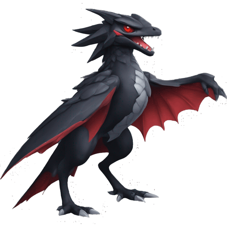 cool edgy black and red Dark-type nargacuga Pokémon full body emoji