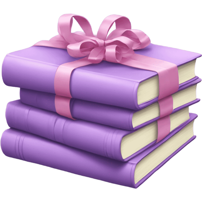 light purple Books stacked up and tied together by a pink bow emoji