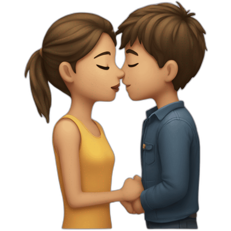 A girl kissing a boy emoji