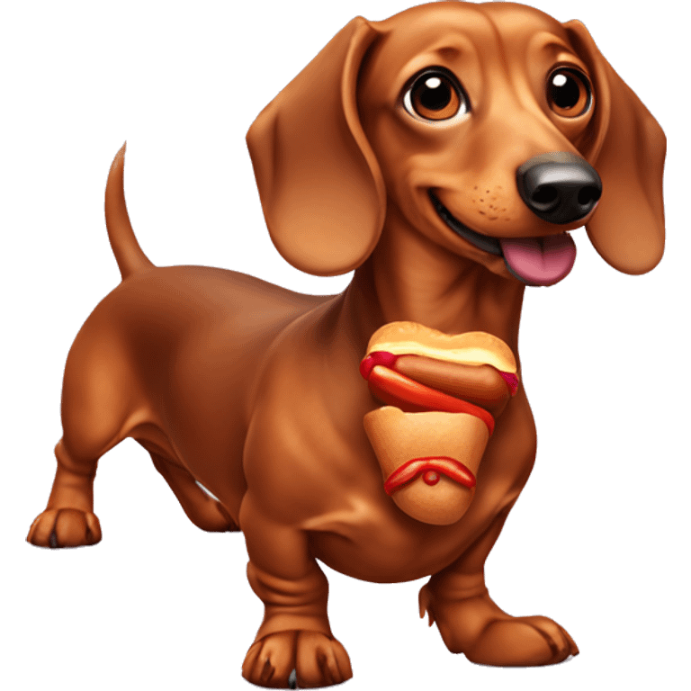 dachshund with hotdog emoji