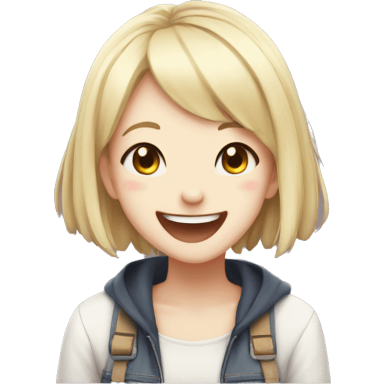 Cute laughing anime girl emoji