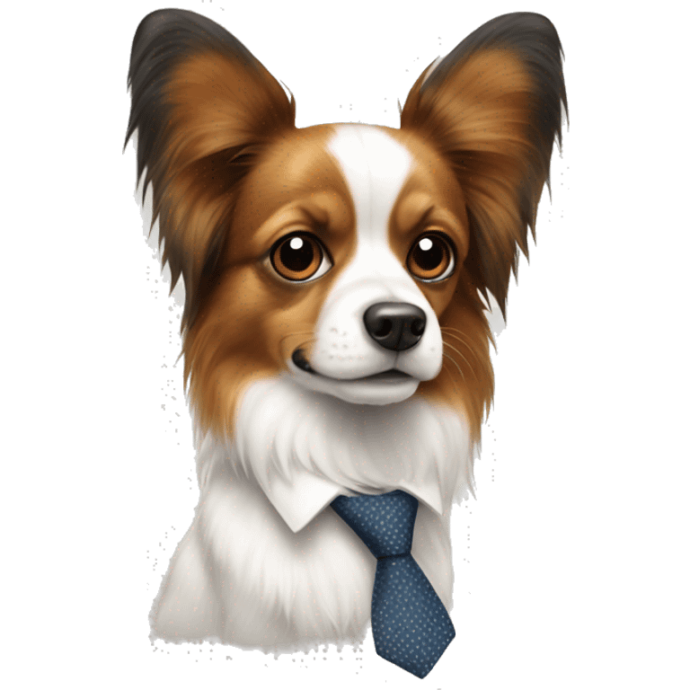 cute papillon dog with a tie  emoji