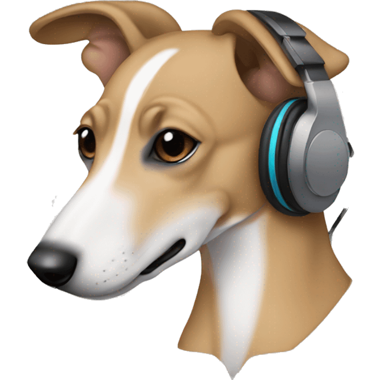 light brown whippet with headphones emoji