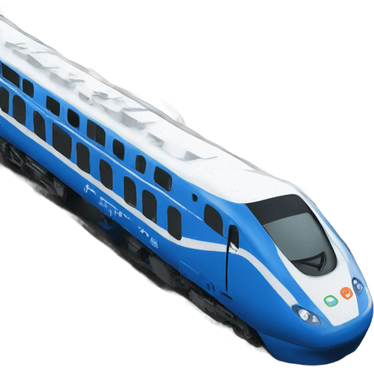 Blue train on track with money  emoji