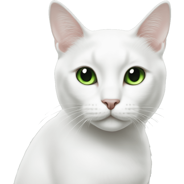 White cat with black ears, black over right eye and green eyes emoji