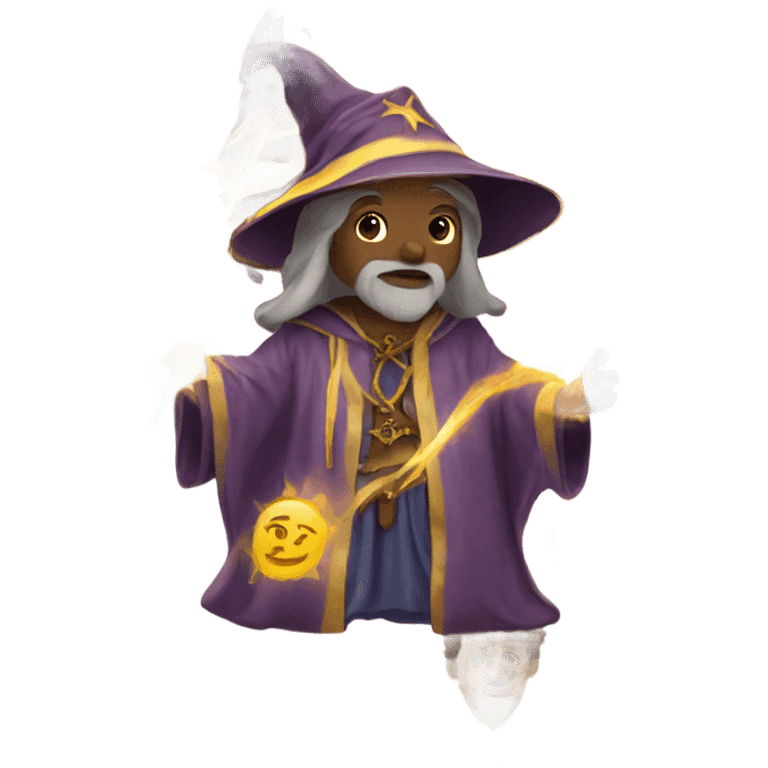 Wizard wearing sun robes and hat emoji