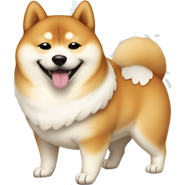 Fat Shiba inu smiling with angel wings on his body  emoji