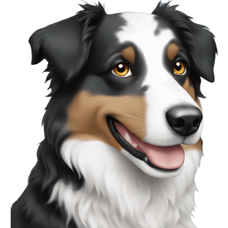 black and white Australian shepherd with blue eyes emoji