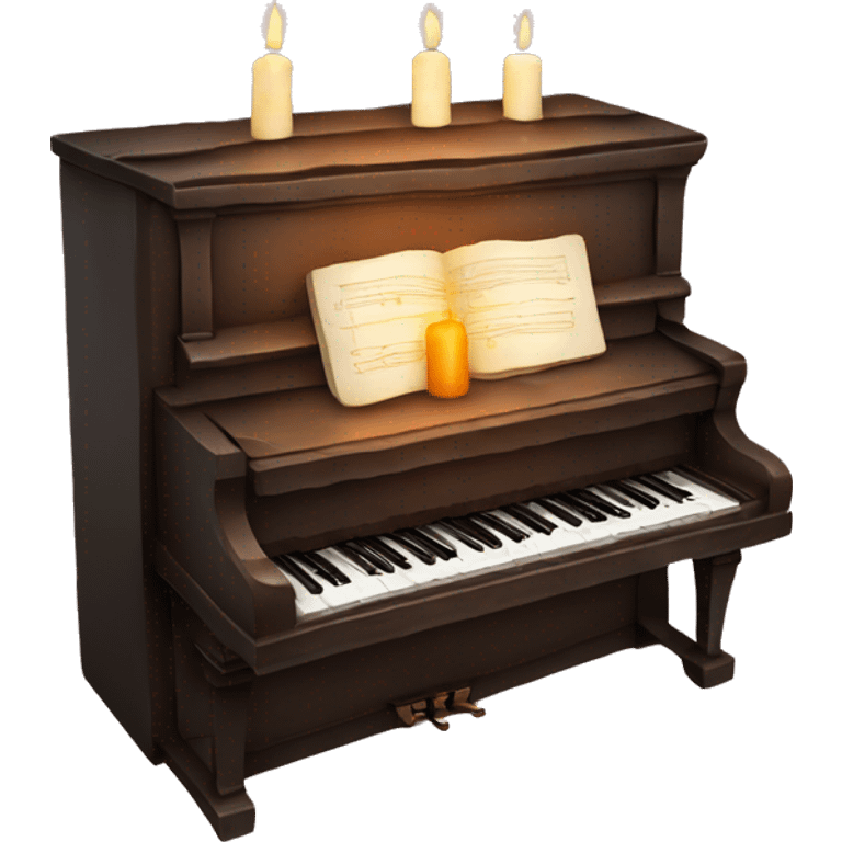 vintage piano with melted candles on top emoji